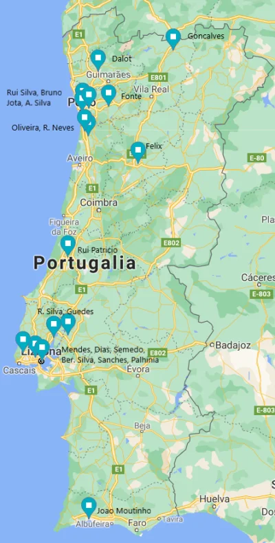 I.....n - Kolejna mapka z miejscami urodzenia piłkarzy. Dzisiaj Portugalia. W spojler...