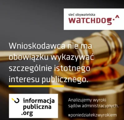 WatchdogPolska - W kolejny #poniedziałekzwyrokiem serwujemy informację publiczną prze...