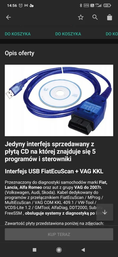 Fushnikov - Mirki kupiłem kabel usb z obd2 pod fiata Stilo bo wszystkie złącza na blu...
