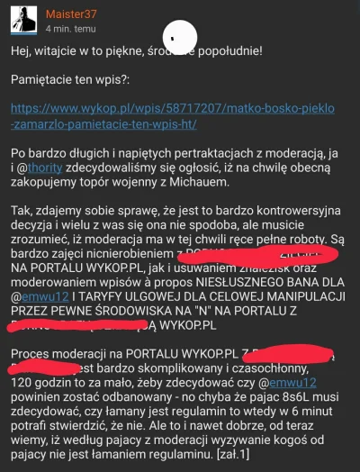 JakTamCoTam - Proszę bardzo to jest powód dla którego użytkownik @Maister37 został zb...