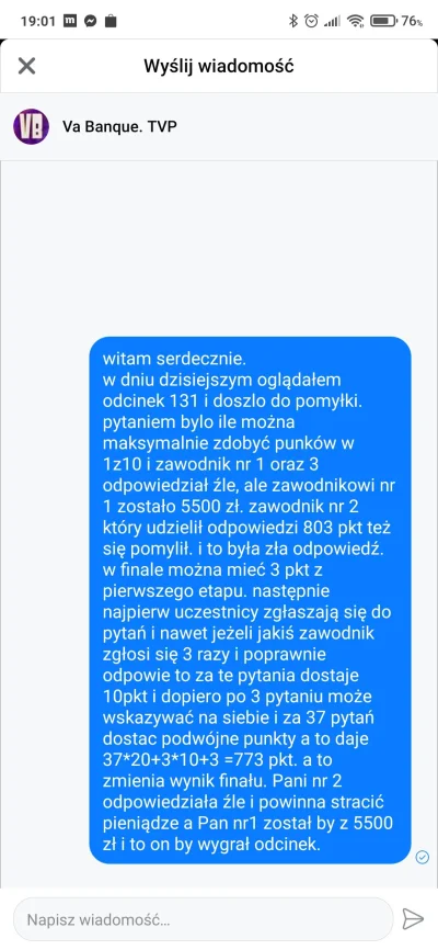 XMaLaKX - Witam serdecznie. Dzisiaj w teleturnieju va banque doszło do pomyłki w fina...