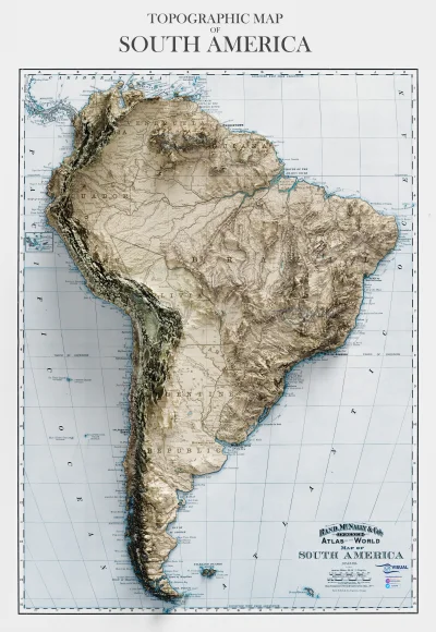 Artktur - Mapa topograficzna Ameryki Południowej ok. 1892 r.

#ciekawostki #explowo...