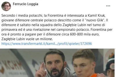 Adadid - według włochów Kamil Kruk z zagłębia lubin idzie do fiorentiny. transfer wyn...