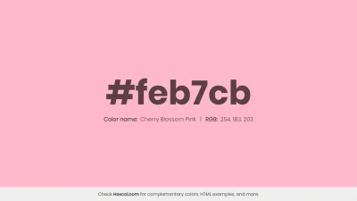 mk27x - Kolor heksadecymalny na dziś:

 #feb7cb Cherry Blossom Pink Hex Color - na ...