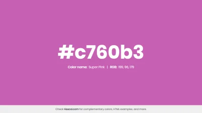 mk27x - Kolor heksadecymalny na dziś:

 #c760b3 Super Pink Hex Color - na stronie z...