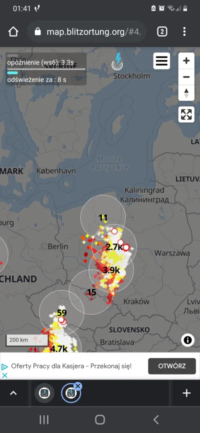 SebaD86 - W ciagu ostatnich 2 godzin piorun uderzyl w Polskę prawie 7000 razy. To daj...