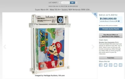 NieR - Super Mario 64 na konsolę Nintendo 64 sprzedane za 1.560.000$!
Jest to prawie ...