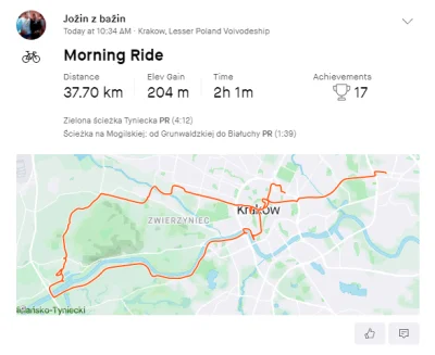 k.....t - Zamuliłem się i późno gps'a włączyłem, 3/4 drogi w deszczu rower bez błotni...