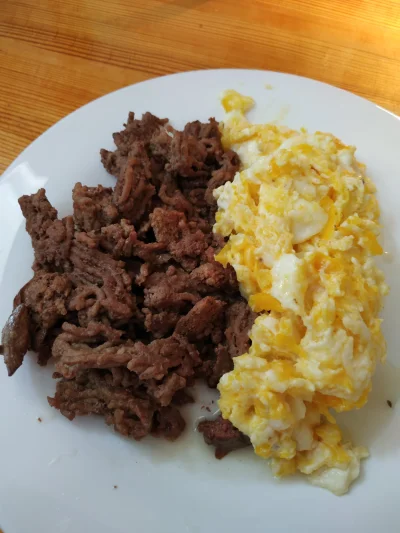 luk04330 - #carnivore
#keto

- co?
- jajco!

Wołowina, wątróbka, jajka, smalec, sól.