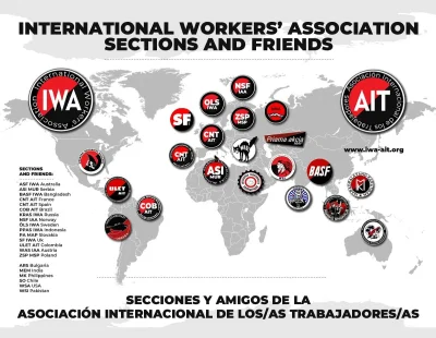 G.....5 - Mapka międzynarodowych stowarzyszeń robotniczych. U nas jest to Związek Syn...