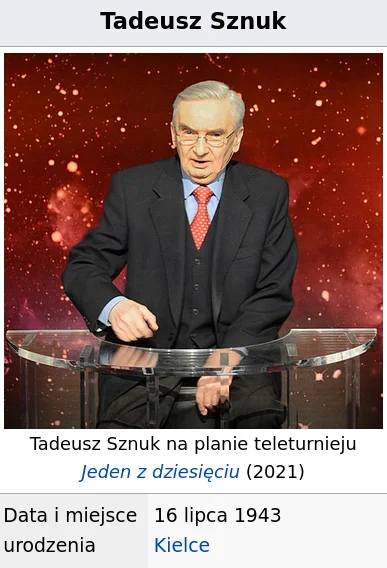 Bielecki - Pan Tadeusz Sznuk obchodzi dzisiaj #urodziny, wszystkiego najlepszego pani...