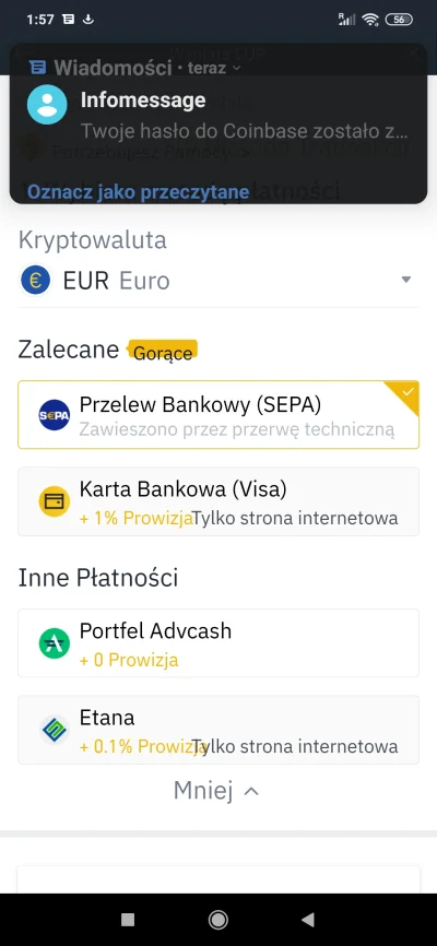 Jonki - @chinskiecuda: tylko Visa jest na Binance. Ja mam MasterCard.