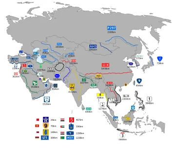 JoeShmoe - Najdłuższe drogi samochodowe w Azji. #ciekawostki #mapporn #infografika #m...