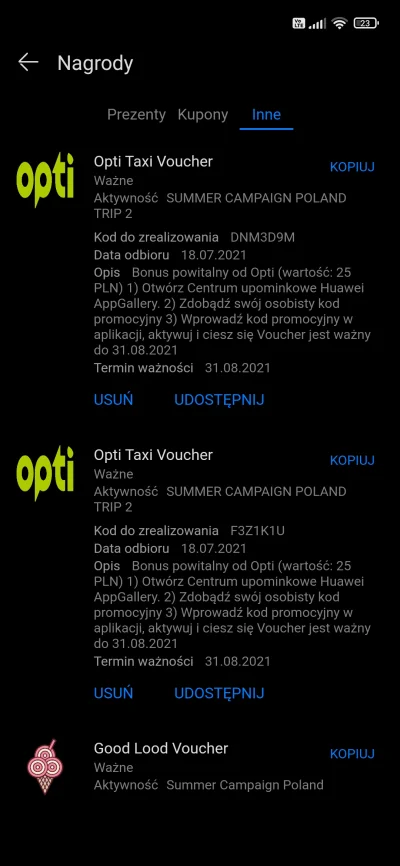 MeowsAndStuff - Mam dwa vouchery na opti taxi z usług od huaweia, opti i tak u mnie n...