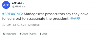 bastek66 - Udaremniono próbę zabójstwa prezydenta Madagaskaru #afryka #madagaskar