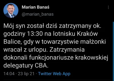 TheNatanieluz - Informacja potwierdzająca od Banasia: 
"Mój syn został dziś zatrzyma...