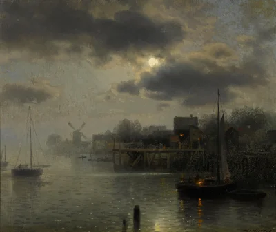 Hoverion - Herman Herzog 1832-1932
Moonlight in Holland, olej na płótnie, 22x26"
#a...