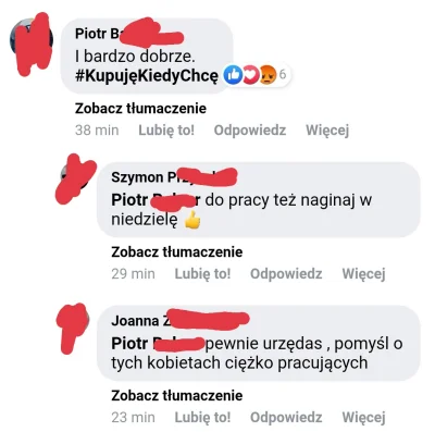 r.....w - Jak wiecie biedronki zaczynaja się otwierać w niedzielę. Chlip chlip biedne...