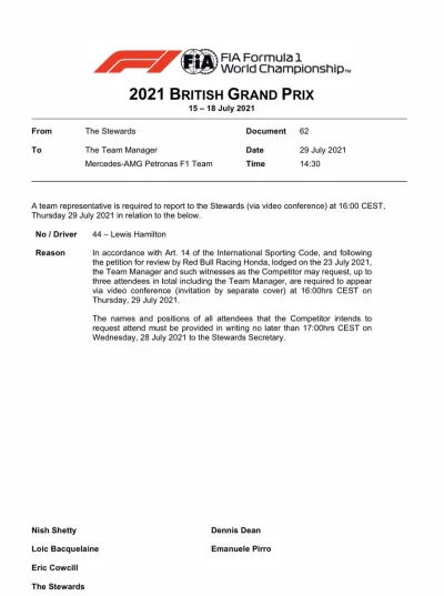 Ghuthek - Oficjalnie Red Bull odwołał się od kary Hamiltona za GP Wielkiej Brytanii.
...