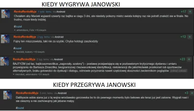 Burkhard - @RenkaRenkeMyje niezly z ciebie dzban i hipokryta, jak janowski wygrywa to...