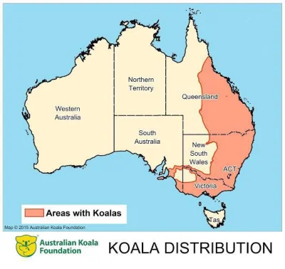 JoeShmoe - Występowanie koali w Australii. #ciekawostki #mapporn #infografika #mapy #...