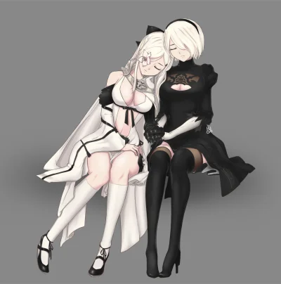 R.....r - Odpoczynek w towarzystwie #zero z #drakengard.
#dailyyorha2b 
SPOILER