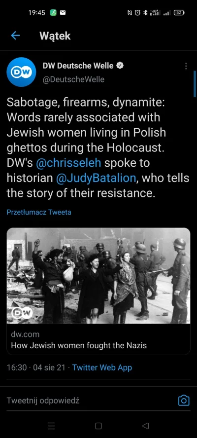 m.....a - Niemiecka stacja DW pisze o "Polish ghettos" w których walczyły "Jewish wom...