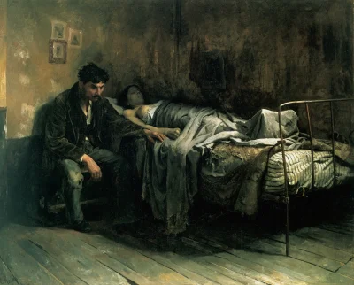 W.....k - "Nieszczęście" (The Misery)Cristobal Rojas 1886 rok, olej na płótnie,180,4 ...