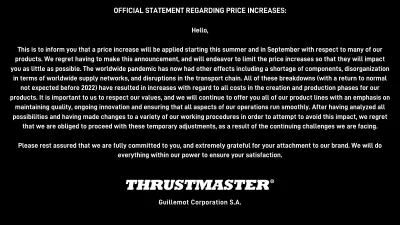 orle - Thrustmaster miał obniżyć ceny w celu polepszenia konkurencyjności względem Fa...