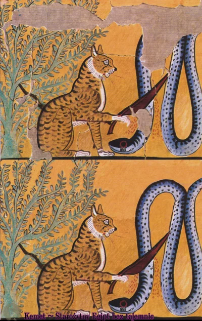 HeruMerenbast - Kot przecinający nożem węża był w Starożytnym Egipcie symbolem triumf...