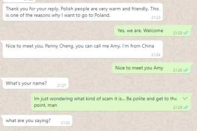 resuf - Spotkał się już ktoś z takim scamem, że na WhatsAppie pisze jakaś laska z Chi...