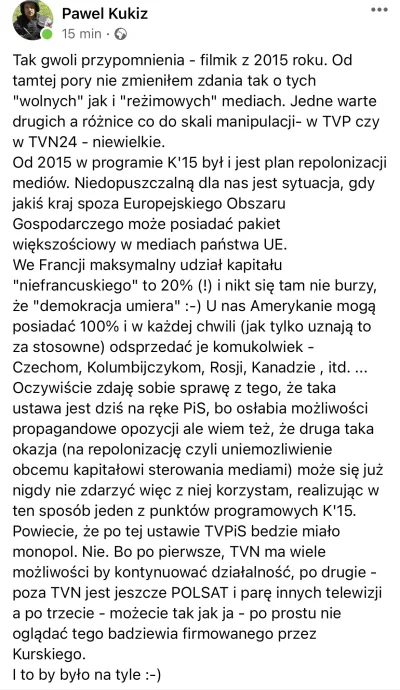 czeskiNetoperek - Po likwidacji TVN będzie jeszcze Polsat, więc wolne media zostaną, ...