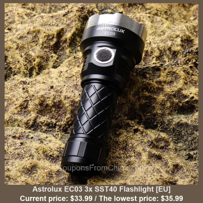 n____S - Astrolux EC03 3x SST40 Flashlight [EU]
Cena: $33.99 (najniższa w historii: ...