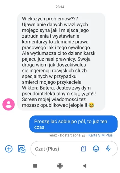 L3stko - Na screenie wiadomość od tatusia tego operatora telewizji Polsat startująceg...