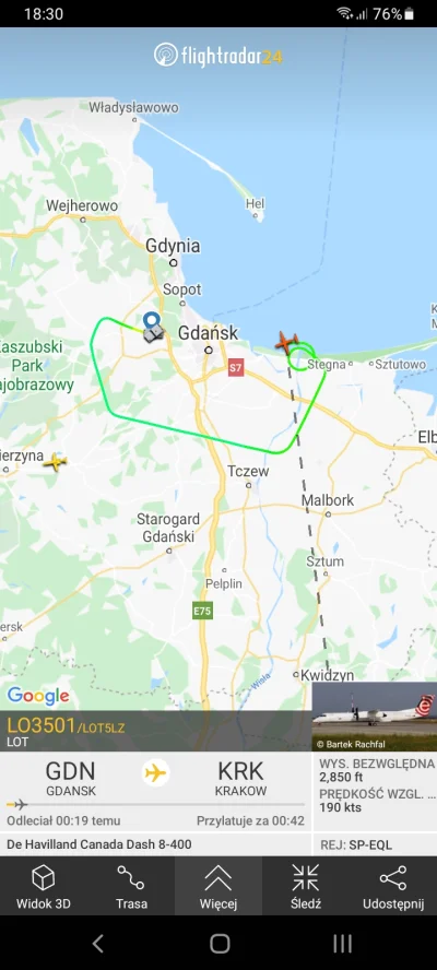 Scybulko - Samolot LOTu z Gdańska do Krakowa ma problemy.

#flightradar24 #samoloty