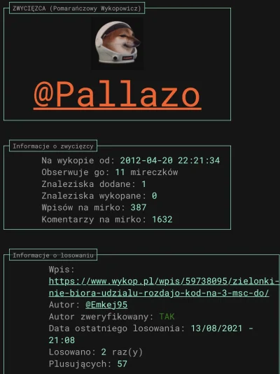 E.....5 - Losowanie zakończone! Gratuluje zwycięzcy - Panu @Pallazo - kod poleci na P...