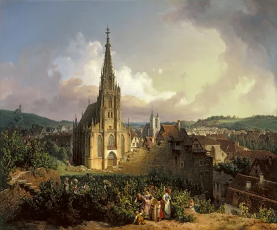 Hoverion - Michael Neher 1798-1876 
Die Liebfrauenkirche in Esslingen, 1847, olej na...