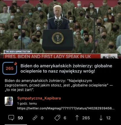 kezioezio - Biden przytacza wypowiedź WOJSKOWYCH, którzy w ociepleniu klimatu dostrze...