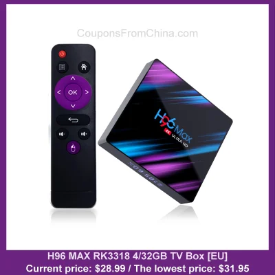 n____S - H96 MAX RK3318 4/32GB TV Box [EU]
Cena: $28.99 (najniższa w historii: $31.9...