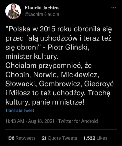 s.....j - Jachira porównuje takie wielkie umysły jak Chopin czy Mickiewicz do imigran...