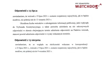 WatchdogPolska - 9 lipca zadaliśmy TK proste pytanie - czy Julia Przyłębska korzysta ...