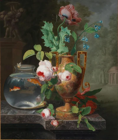 Borealny - Still Life with flowers in a Vase and Goldfish Bowl - Jean Baptiste Berré ...
