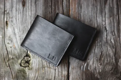 Amdy - Klasyczne portfele w kolorze czarnym dla pary młodej jako prezent dla ojców. O...