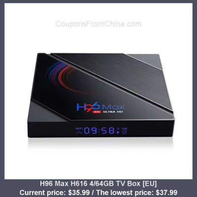 n____S - H96 Max H616 4/64GB TV Box [EU]
Cena: $35.99 (najniższa w historii: $37.99)...