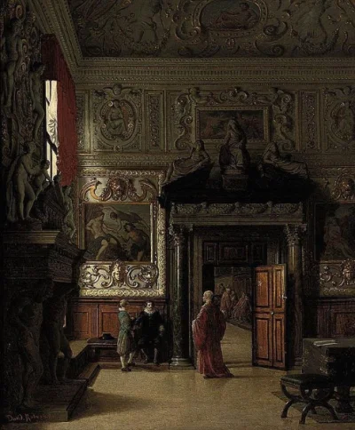 W.....k - "Wnętrze Pałacu Dożów, Wenecja, 1841" David Roberts olej na płótnie, 61 x 5...