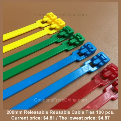 n____S - 200mm Releasable Reusable Cable Ties 100 pcs.
Cena: $4.81 (najniższa w hist...