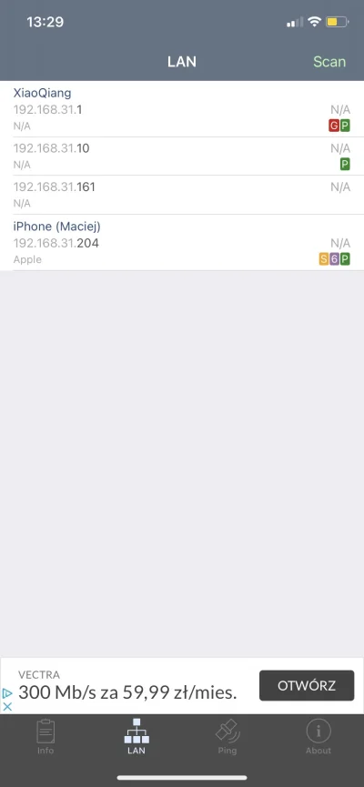 mvcixk - @lesio: dobra, teraz akurat jest ok. pokazuje mi pod wifi jakies dwa ip bez ...