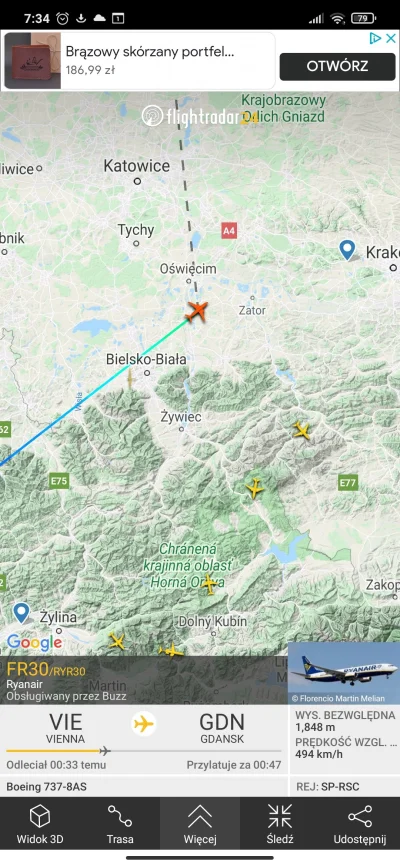 s.....k - #flightradar24 do Gdańska a podchodzi na Kraków hmm??