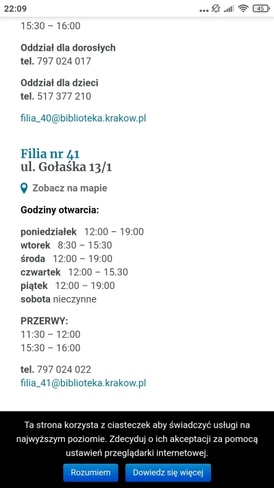 Slwk_1 - #krakow 
Biblioteka osiedlowa publiczna a czynna do 19.
I to kilka razy w ty...