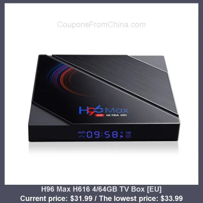 n____S - H96 Max H616 4/64GB TV Box [EU]
Cena: $31.99 (najniższa w historii: $33.99)...